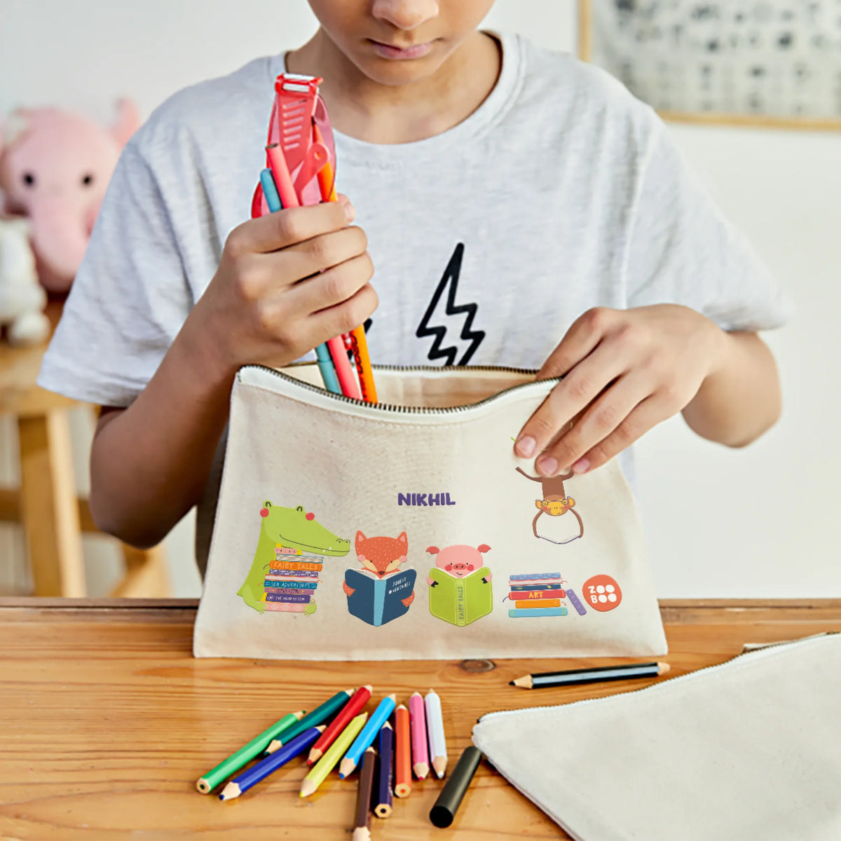 Personalised Animal Library Kids Pouch – image 2