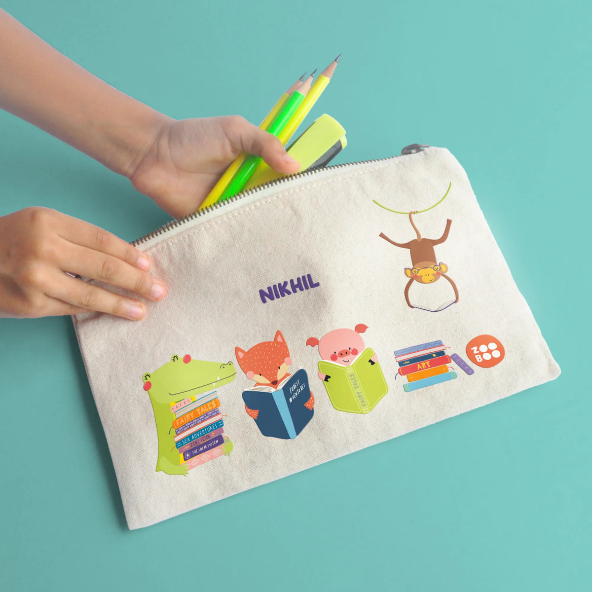 Personalised Animal Library Kids Pouch – image 5