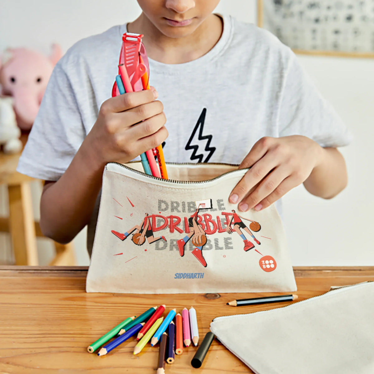 Personalised Basketball Fever Boy Kids Pouch – image 2