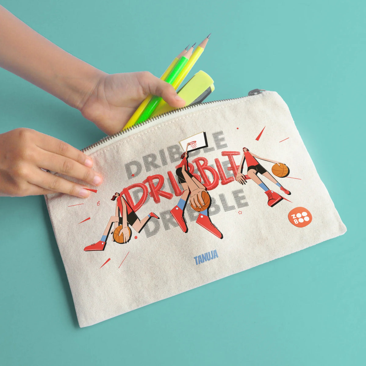 Personalised Basketball Fever Girl Kids Pouch – image 5