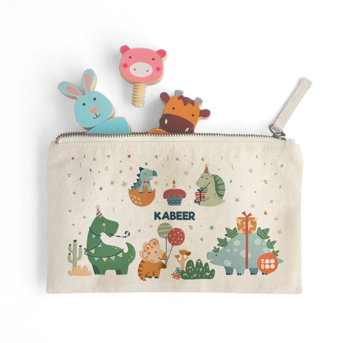 Personalised Dino Party Kids Pouch – image 3