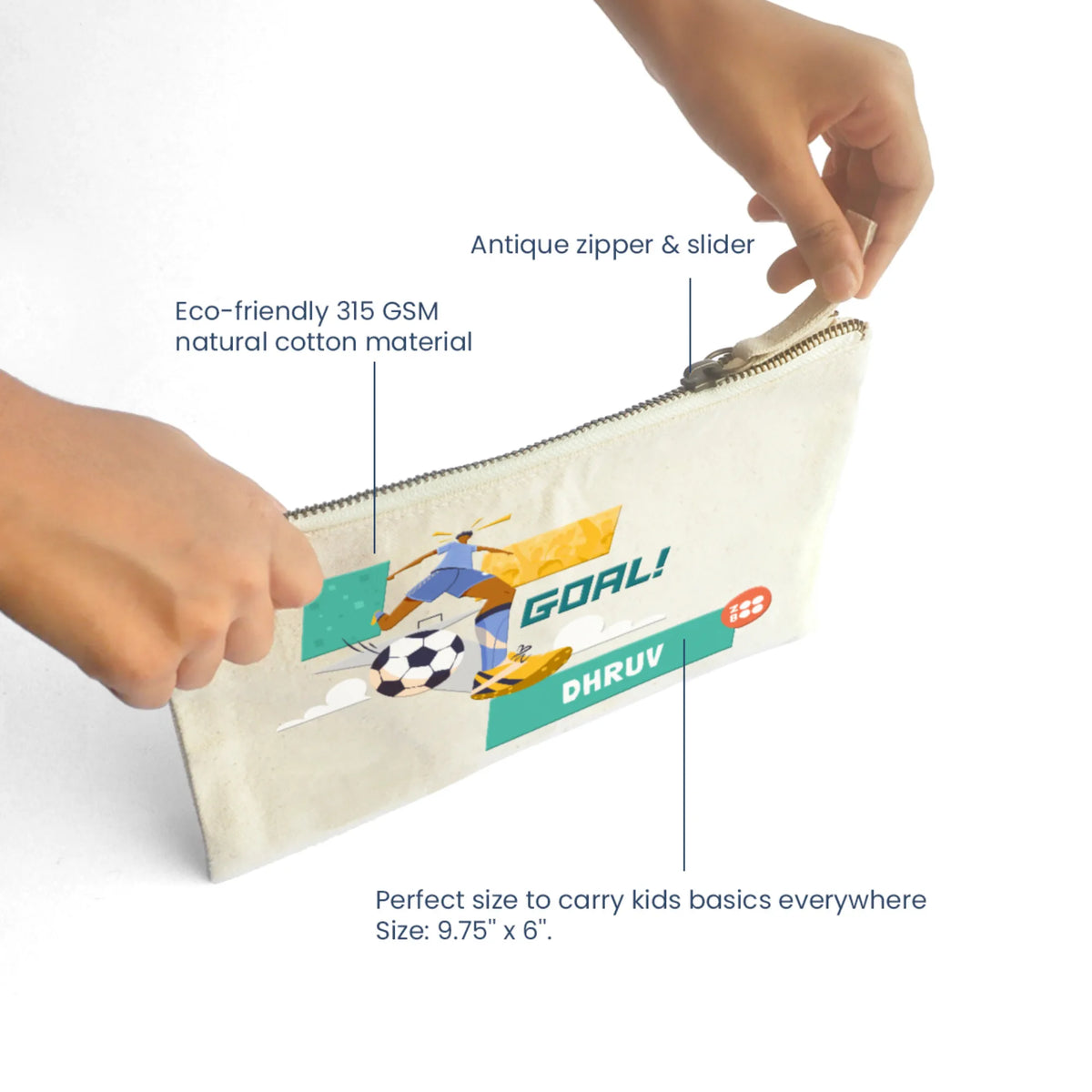 Personalised Football Goals Boy Kids Pouch – image 4