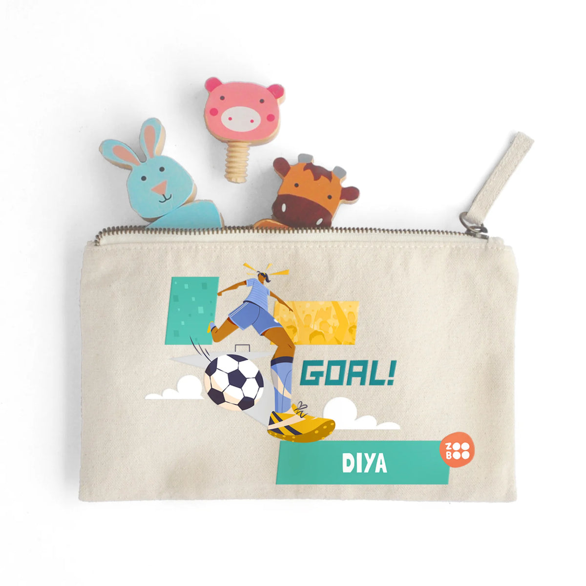 Personalised Football Goals Girl Kids Pouch – image 3