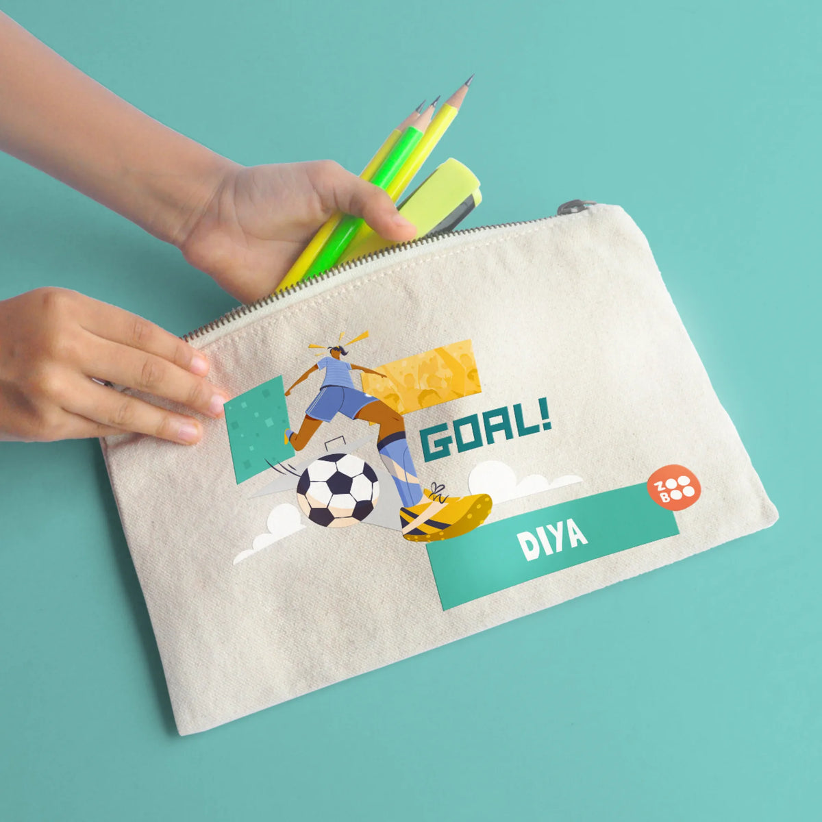 Personalised Football Goals Girl Kids Pouch – image 5