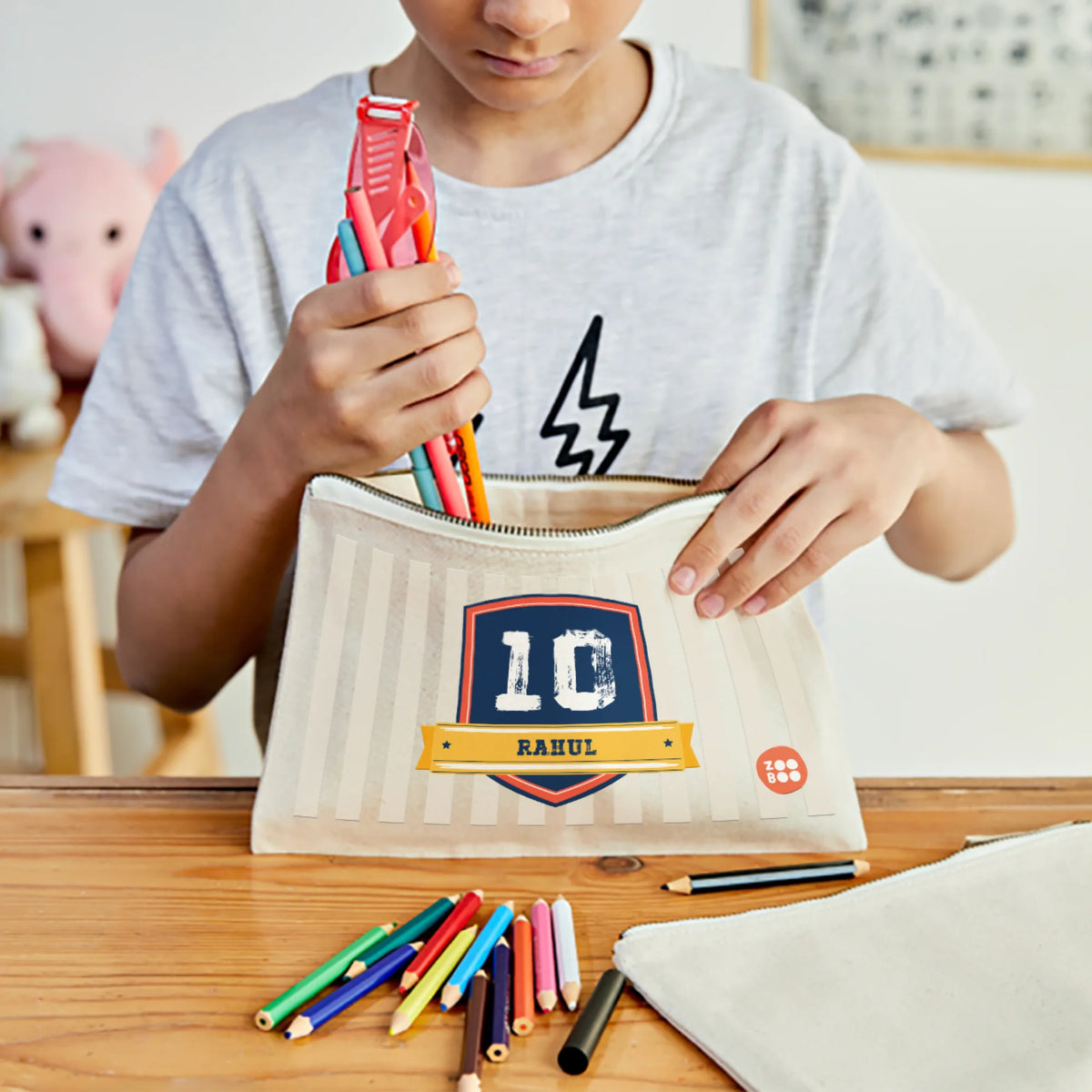 Personalised Jersey Number Kids Pouch – image 2