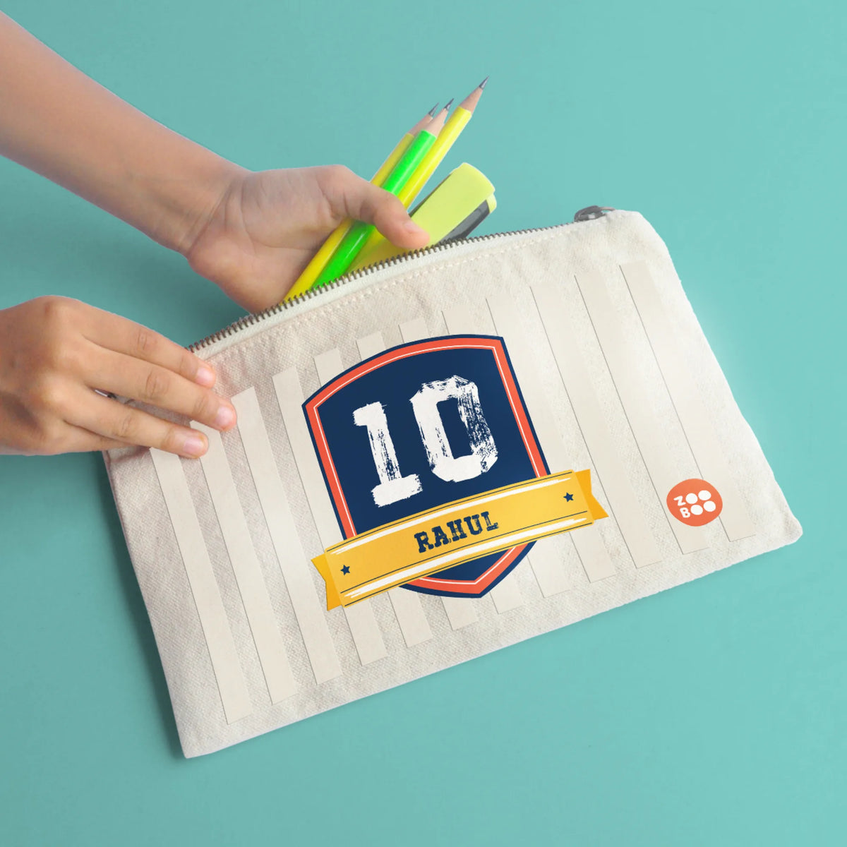 Personalised Jersey Number Kids Pouch – image 5
