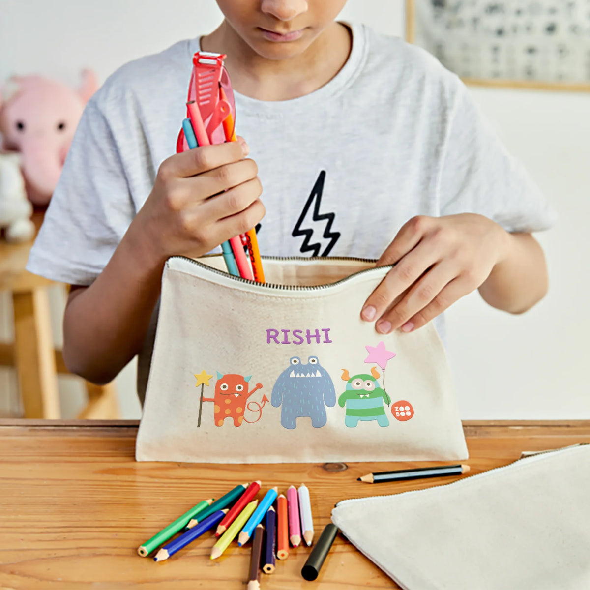 Personalised Monster Party Kids Pouch – image 2