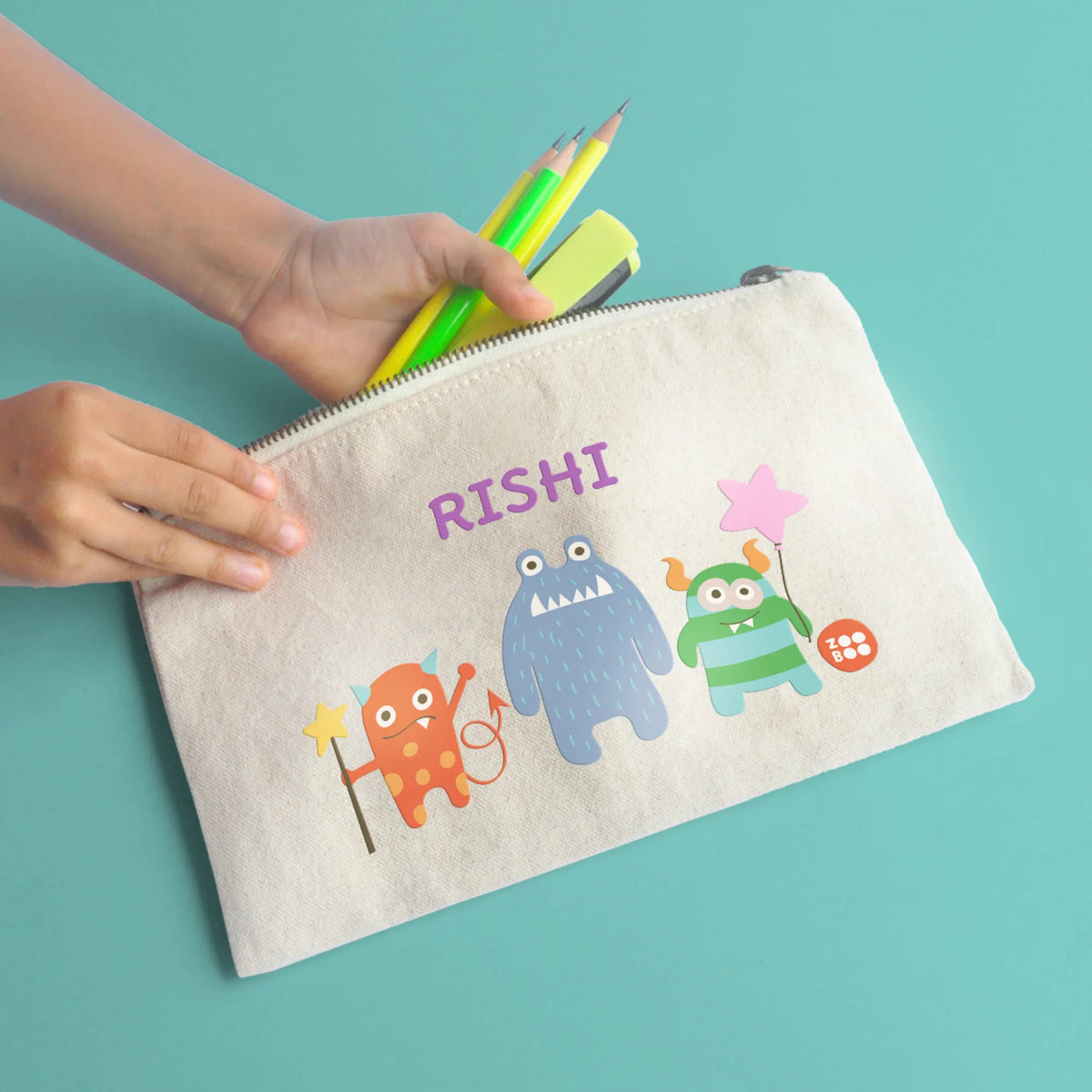 Personalised Monster Party Kids Pouch – image 5