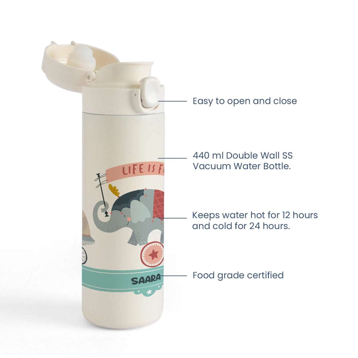 Personalised Animal Circus Water Bottle for Kids - image 4