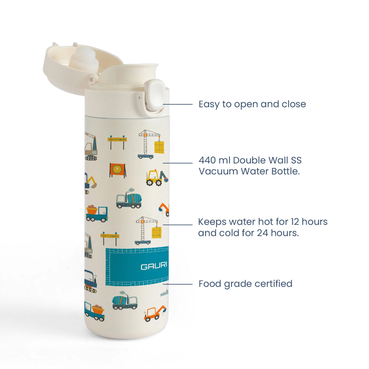 Personalised Construction Site Water Bottle for Kids - image 4