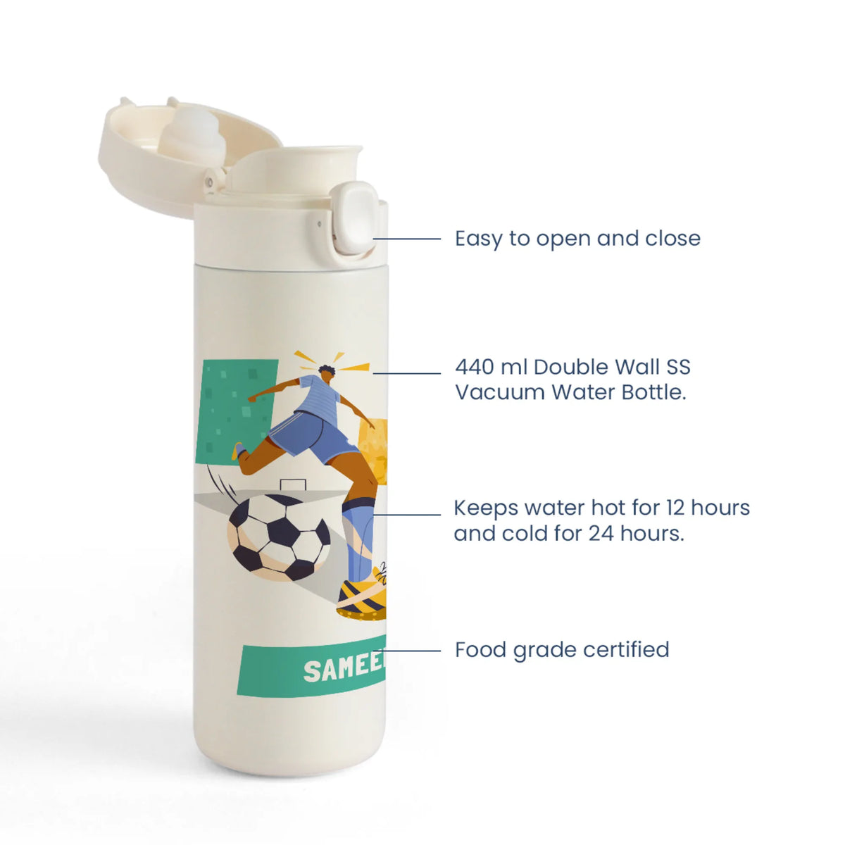 Personalised Football Goals Boy Water Bottle for Kids - image 4