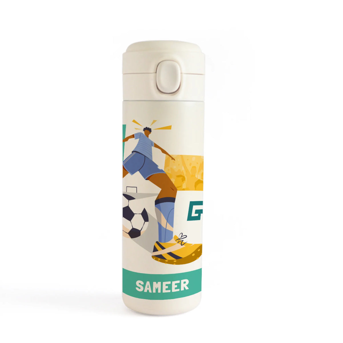 Personalised Football Goals Boy Water Bottle for Kids - image 1