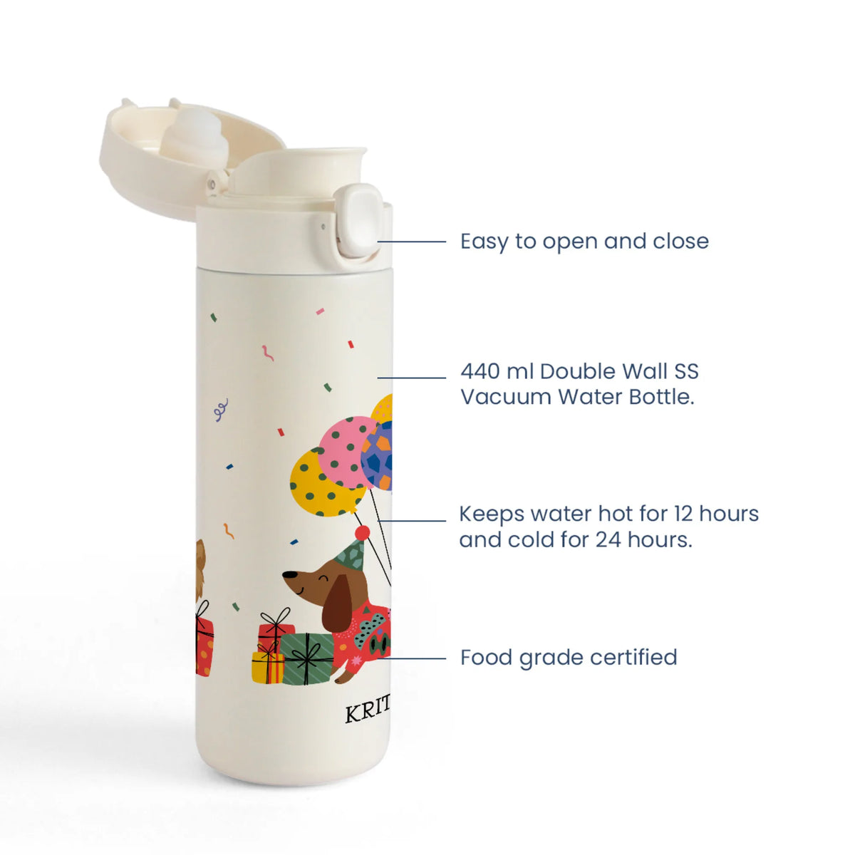 Personalised Paw Party Water Bottle for Kids - image 4