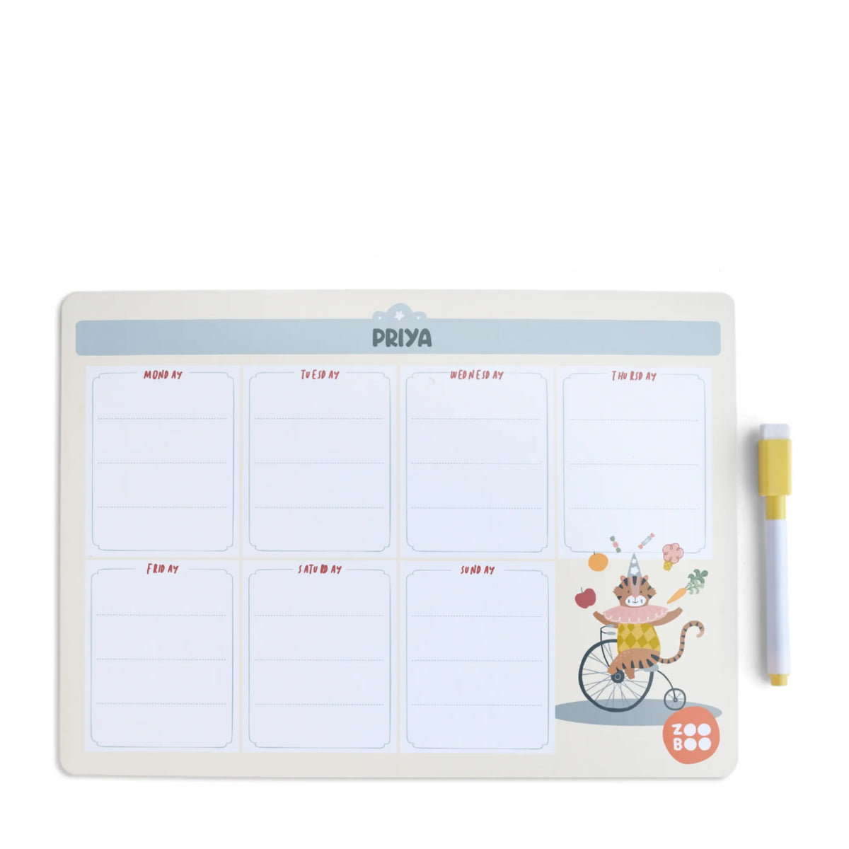 Personalised Animal Circus Weekly Planner for Kids - image 1