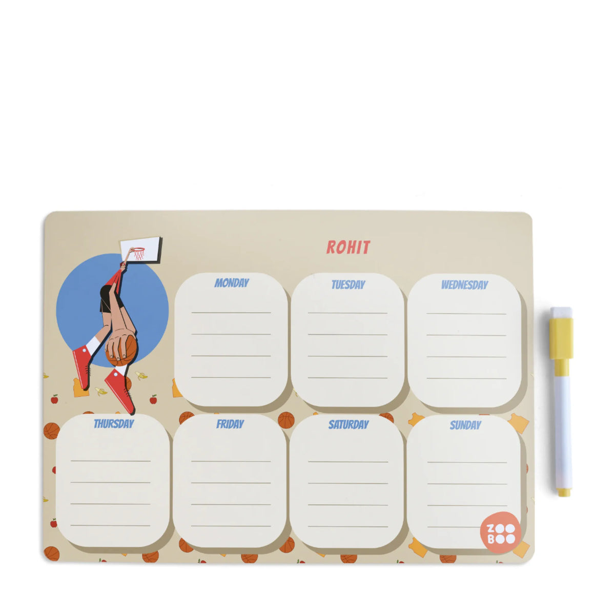 Personalised Basketball Fever Boy Weekly Planner for Kids - image 1
