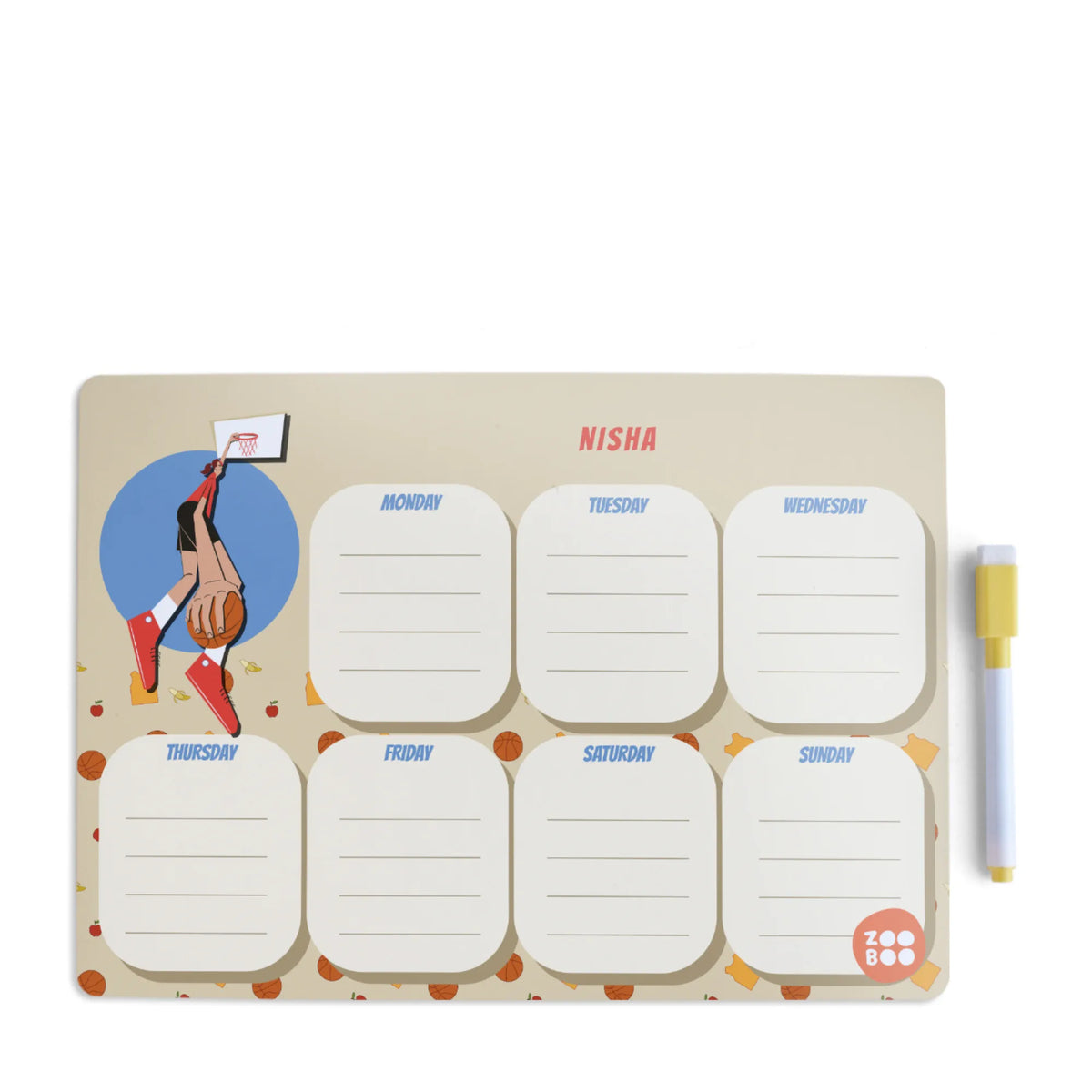 Personalised Basketball Fever Girl Weekly Planner for Kids - image 1