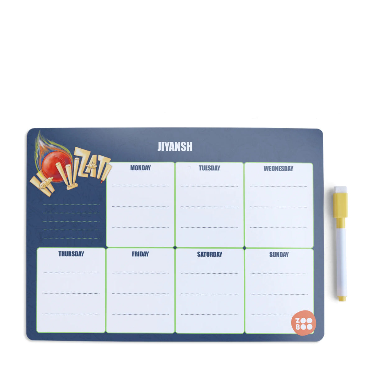 Personalised Cricket Buzz Weekly Planner for Kids - image 1