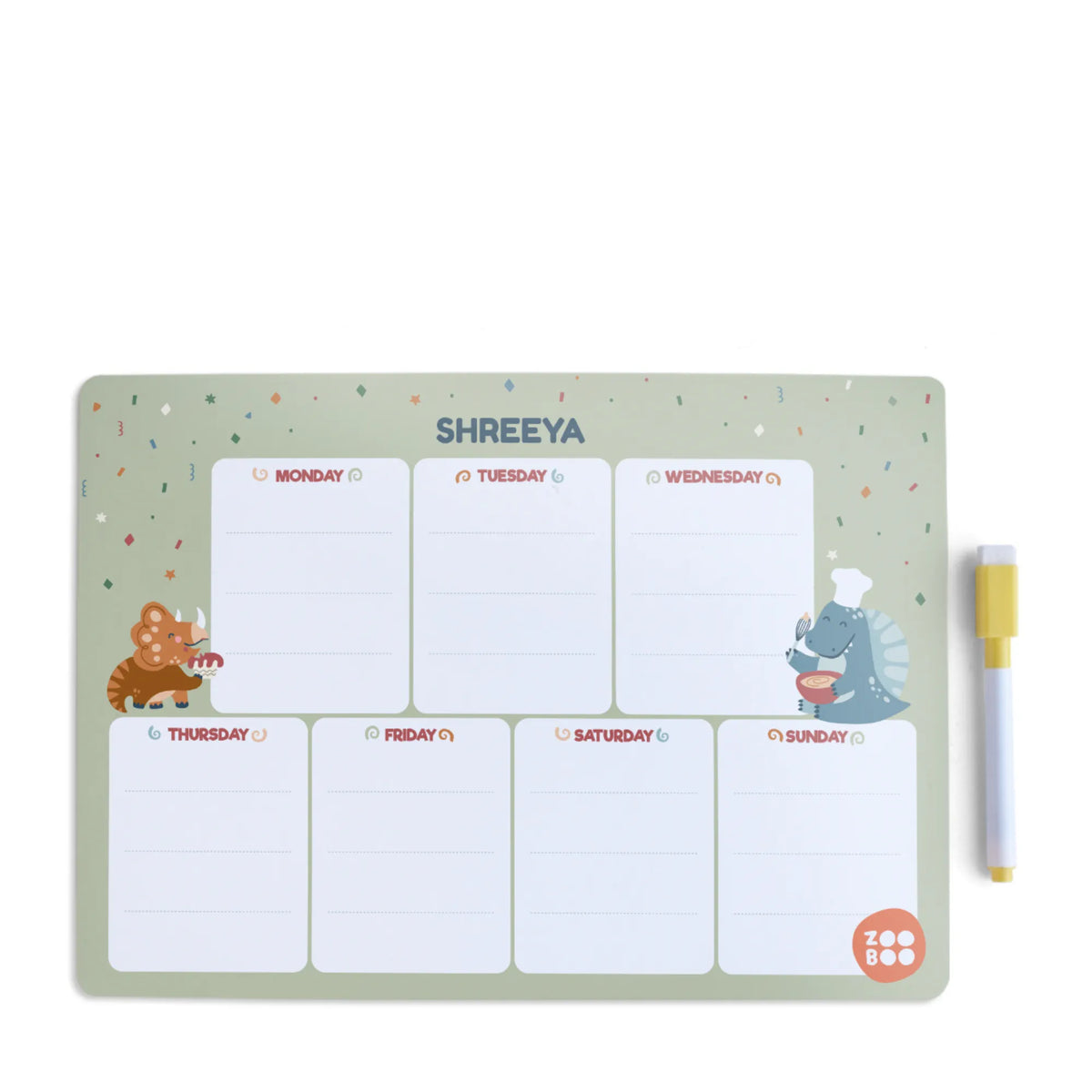 Personalised Dino Party Weekly Planner for Kids - image 1