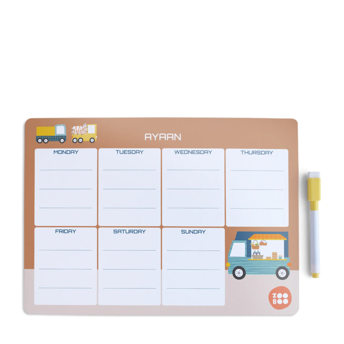 Personalised Food Truck Weekly Planner for Kids - image 1