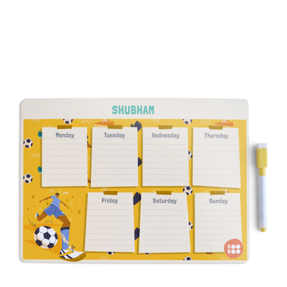 Personalised Football Goals Boy Weekly Planner for Kids - image 1