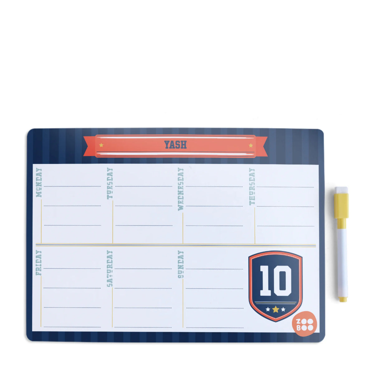 Personalised Jersey Number Weekly Planner for Kids - image 1