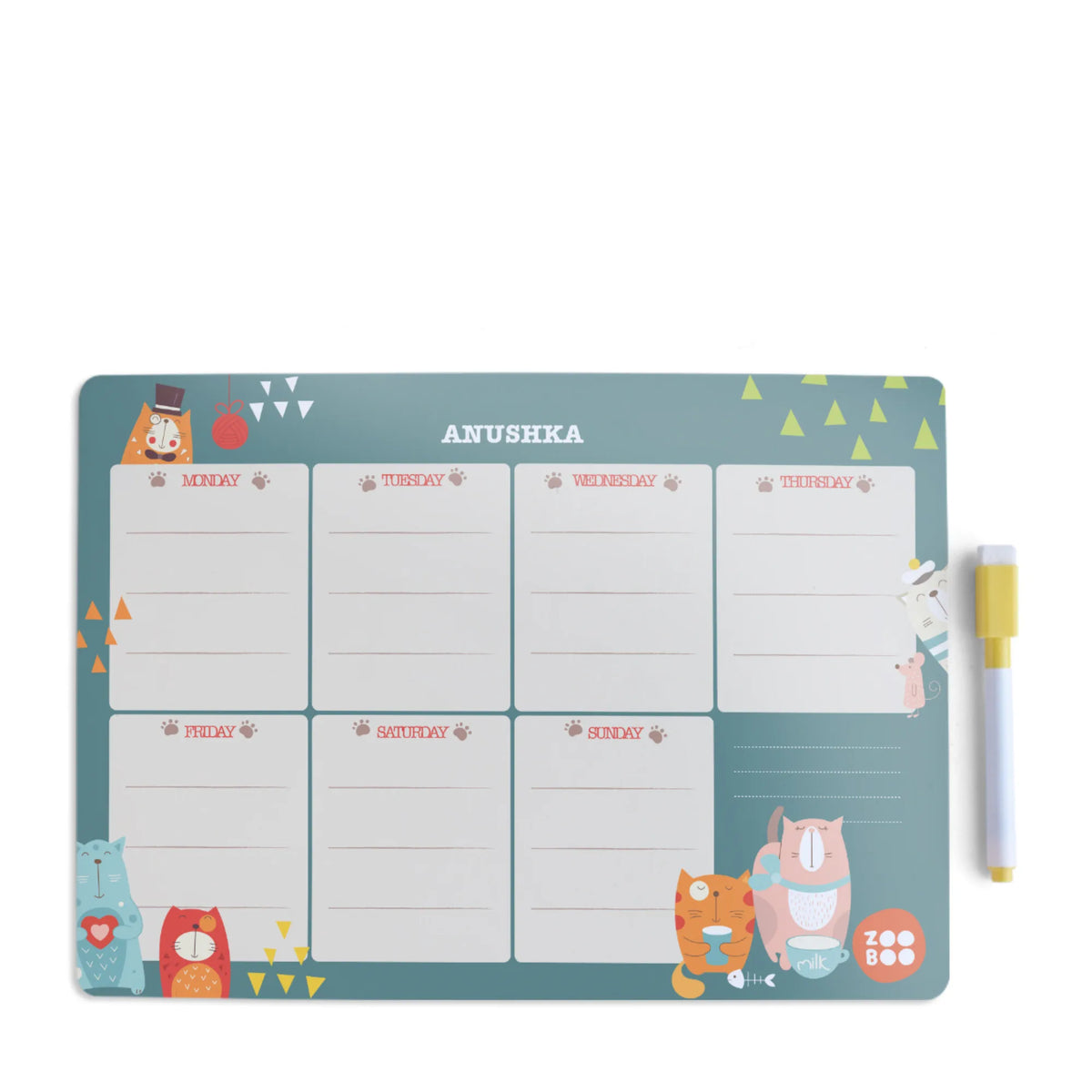 Personalised Kitty Cat Weekly Planner for Kids - image 1