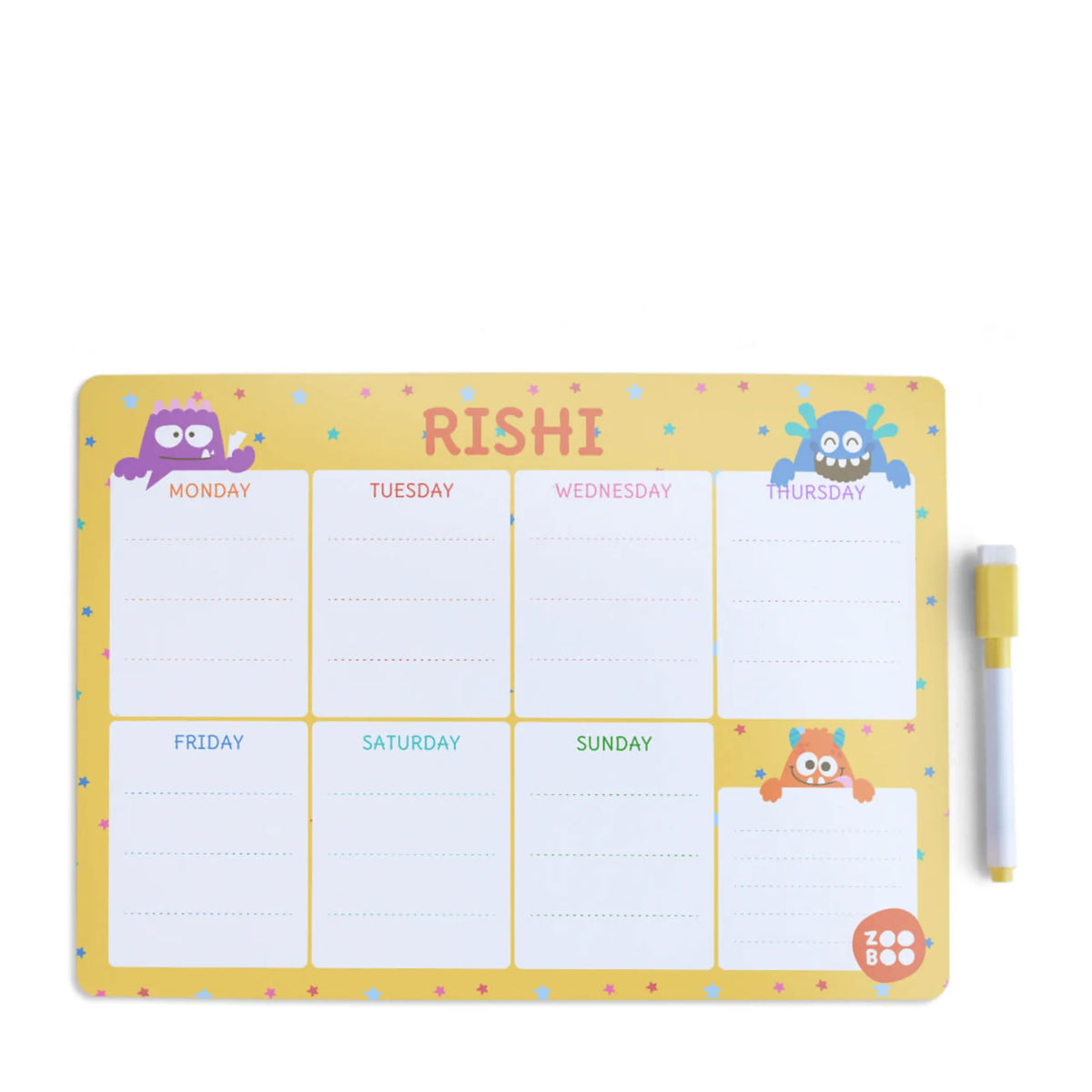 Personalised Monster Party Weekly Planner for Kids - image 1