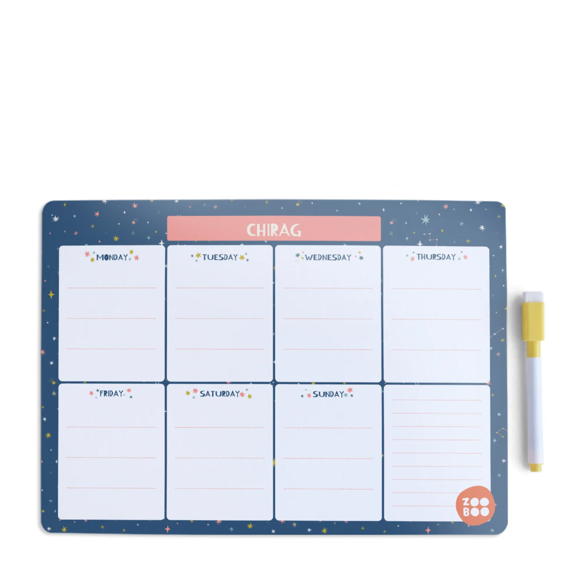 Personalised Twinkling Stars Weekly Planner for Kids - image 1