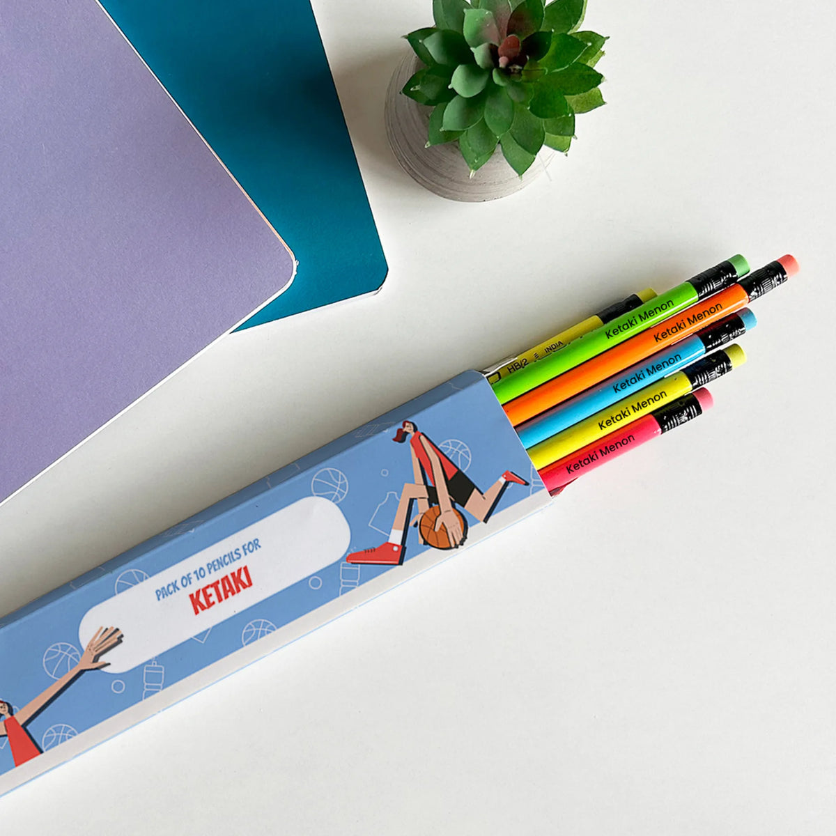 Personalised Basketball Fever Girl Doms Personalized Pencils with Names - image 2