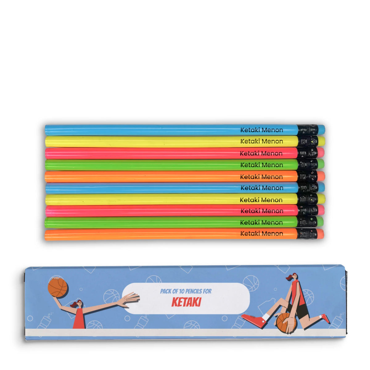 Personalised Basketball Fever Girl Doms Personalized Pencils with Names - image 1
