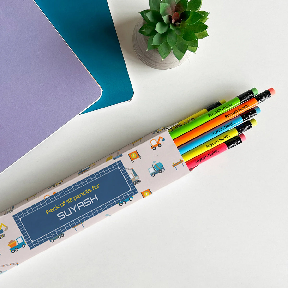 Personalised Construction Site Doms Personalized Pencils with Names - image 2