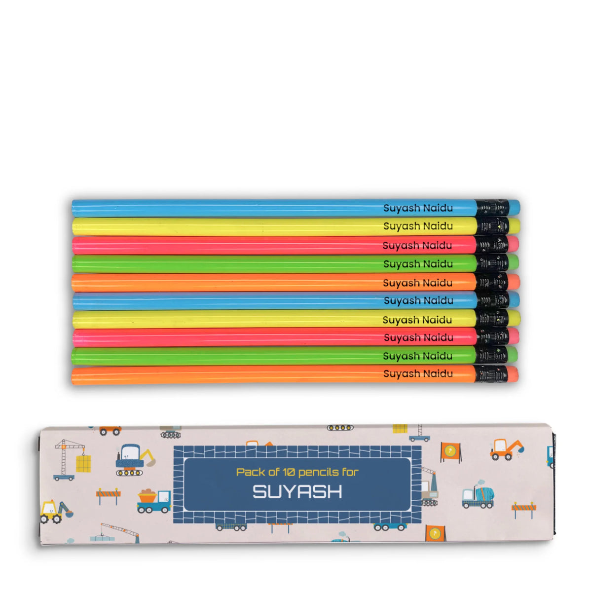 Personalised Construction Site Doms Personalized Pencils with Names - image 1