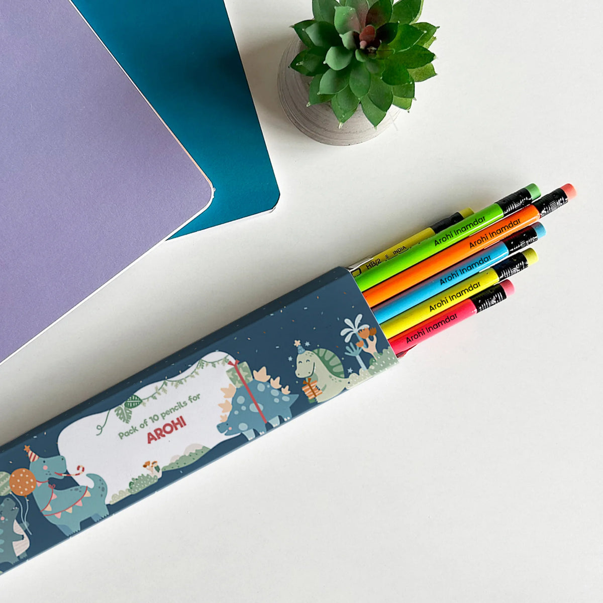 Personalised Dino Party Doms Personalized Pencils with Names - image 2