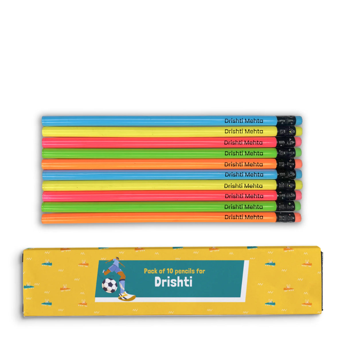 Personalised Football Goals Girl Doms Personalized Pencils with Names - image 1
