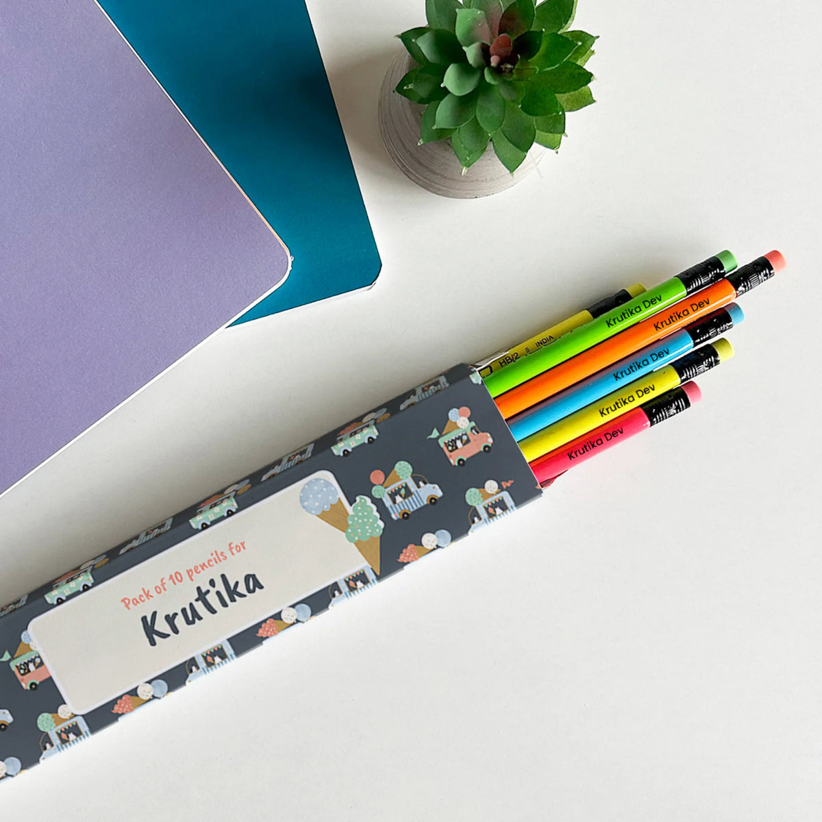 Personalised Ice Cream Fun Doms Personalized Pencils with Names - image 2