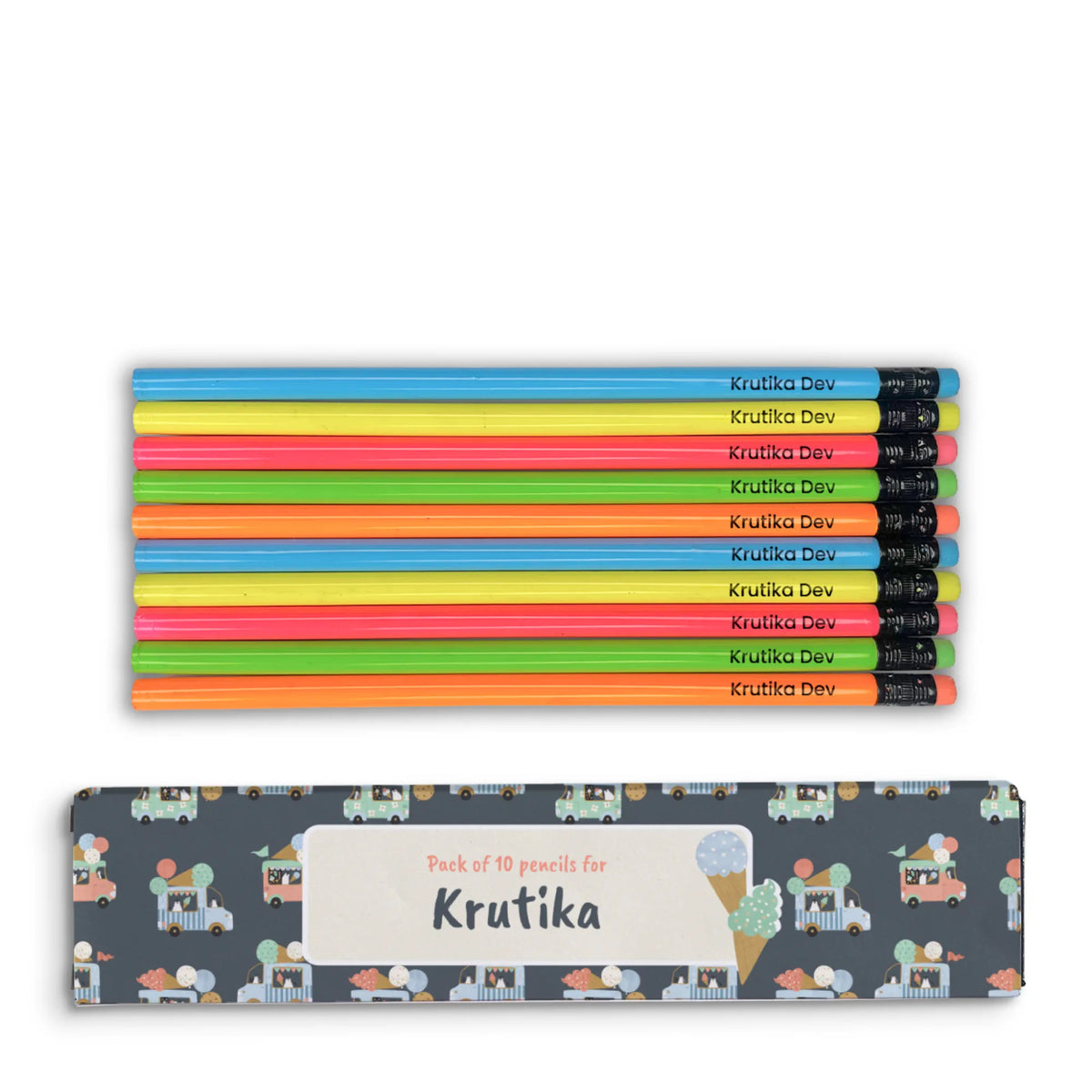 Personalised Ice Cream Fun Doms Personalized Pencils with Names - image 1
