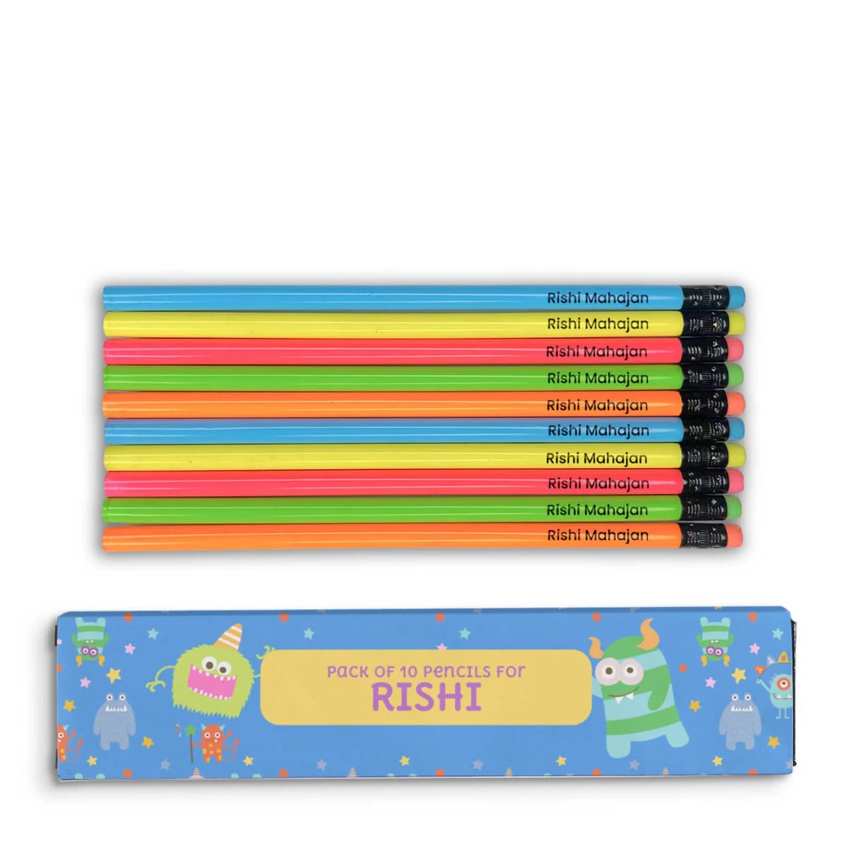 Personalised Monster Party Doms Personalized Pencils with Names - image 1