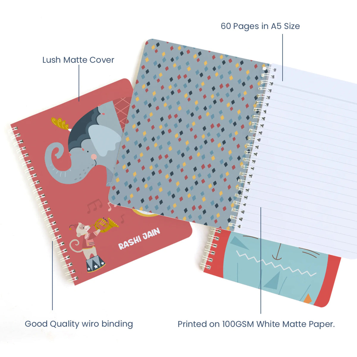 Personalised Animal Circus Spiral Notebook for Kids - image 4