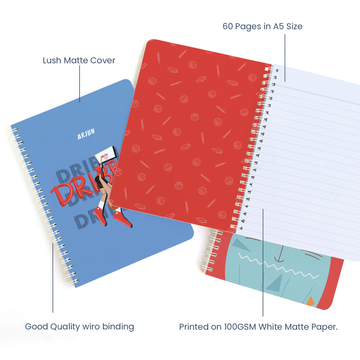 Personalised Basketball Fever Boy Spiral Notebook for Kids - image 4
