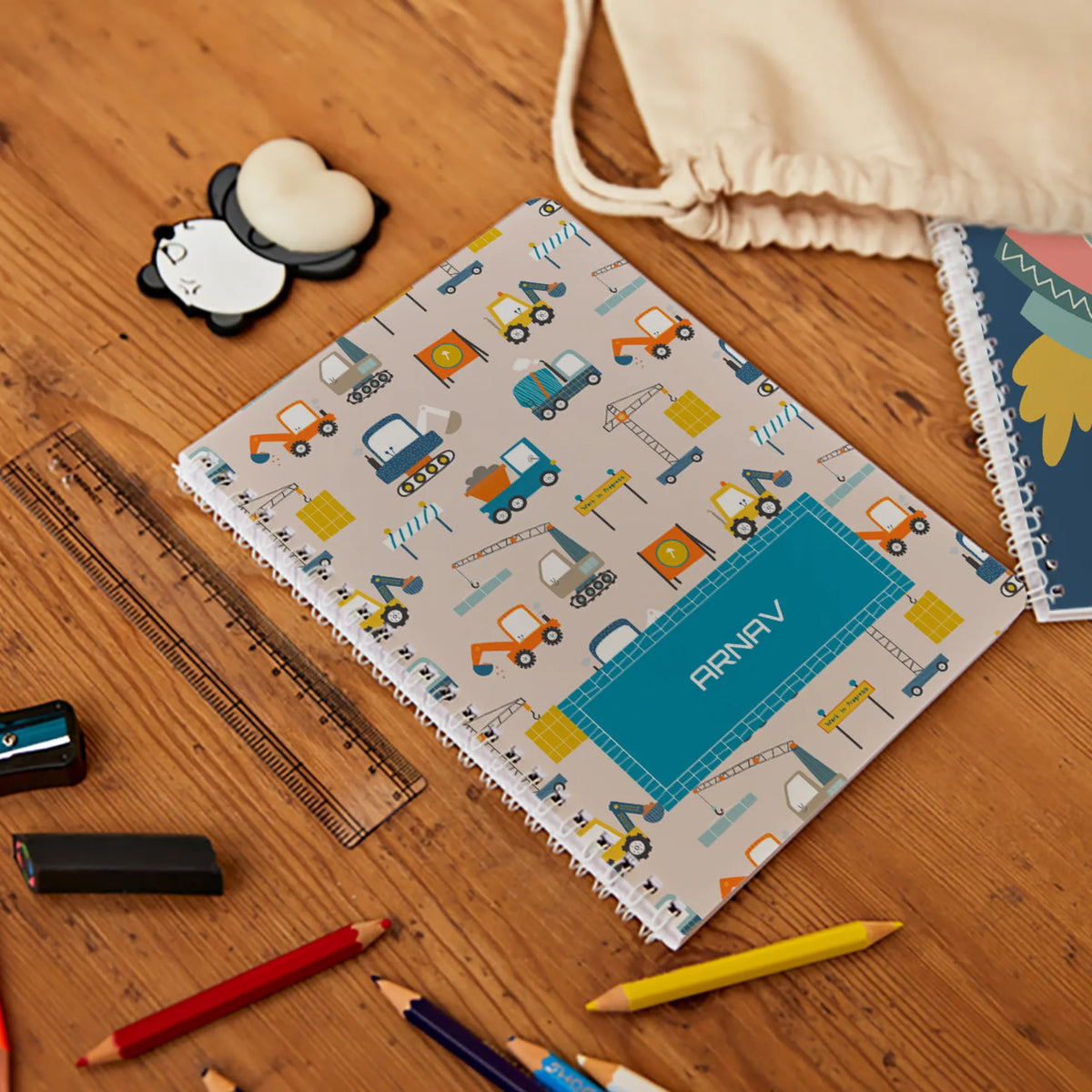 Personalised Construction Site Spiral Notebook for Kids - image 2