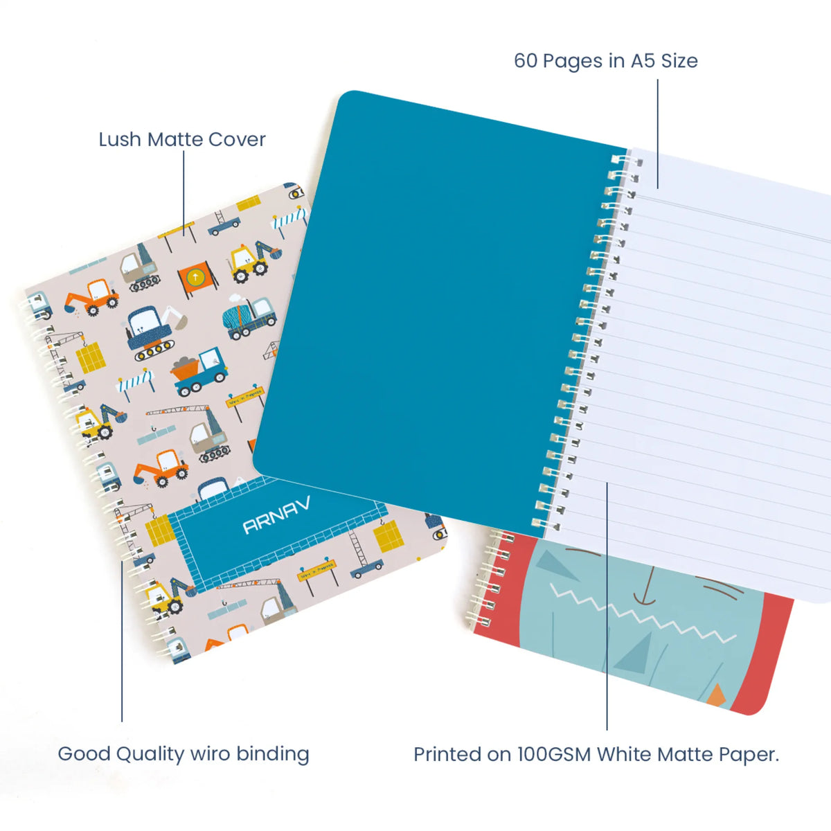 Personalised Construction Site Spiral Notebook for Kids - image 4