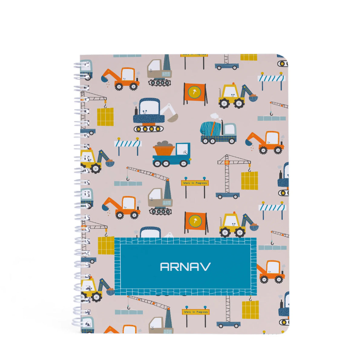 Personalised Construction Site Spiral Notebook for Kids - image 1