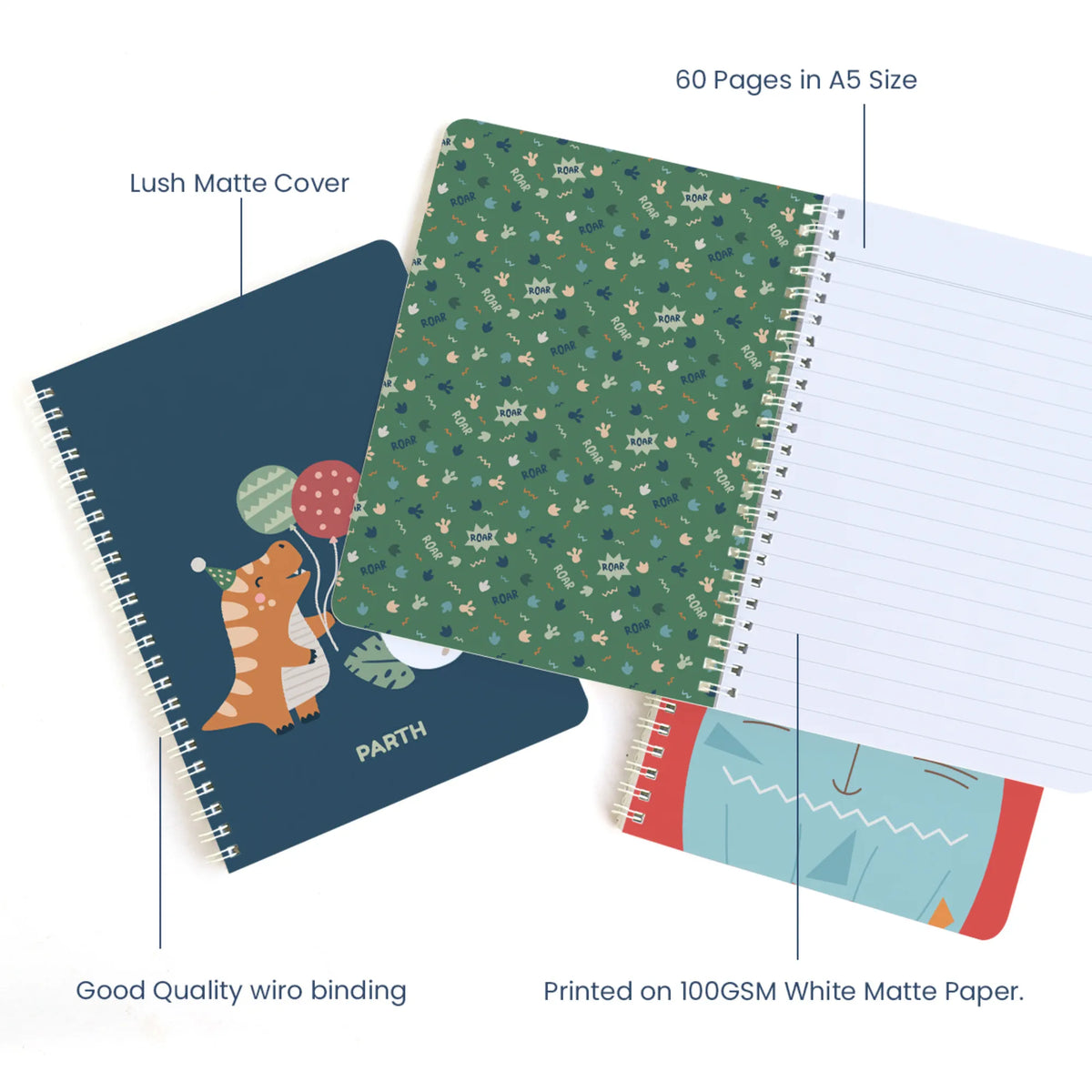 Personalised Dino Party Spiral Notebook for Kids - image 4