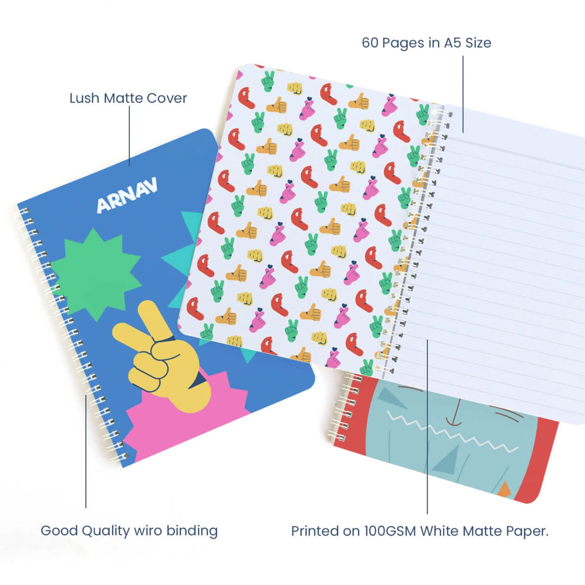 Personalised Emoji Moves Spiral Notebook for Kids - image 4