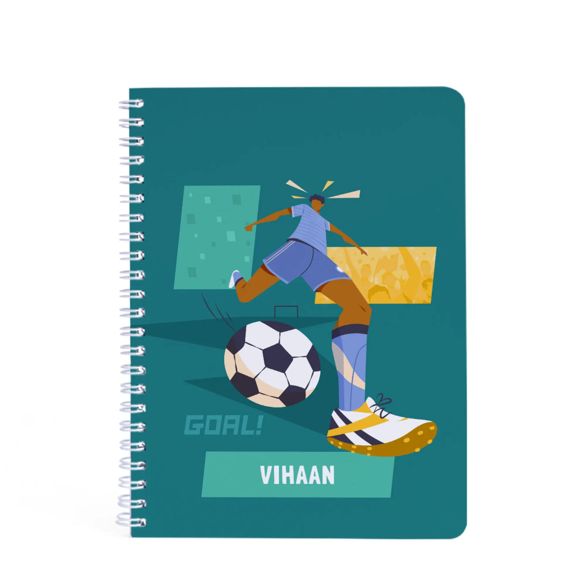 Personalised Football Goals Boy Spiral Notebook for Kids - image 1