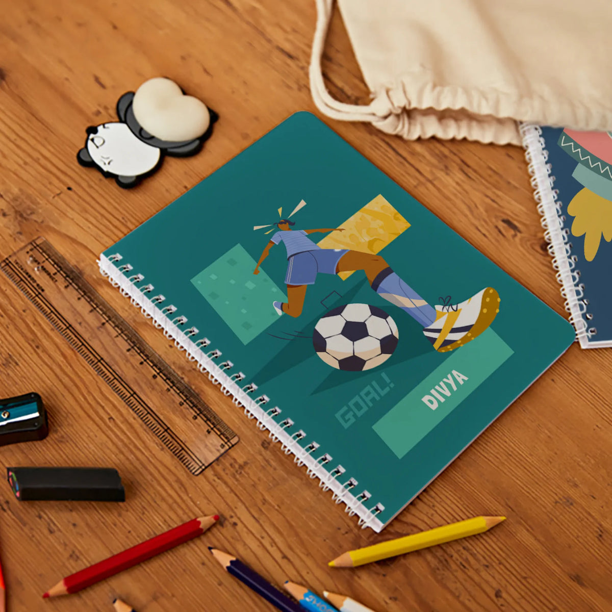 Personalised Football Goals Girl Spiral Notebook for Kids - image 2
