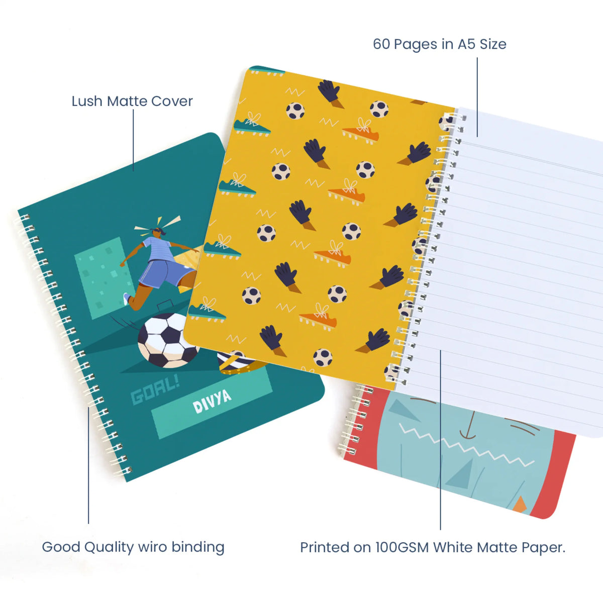 Personalised Football Goals Girl Spiral Notebook for Kids - image 4