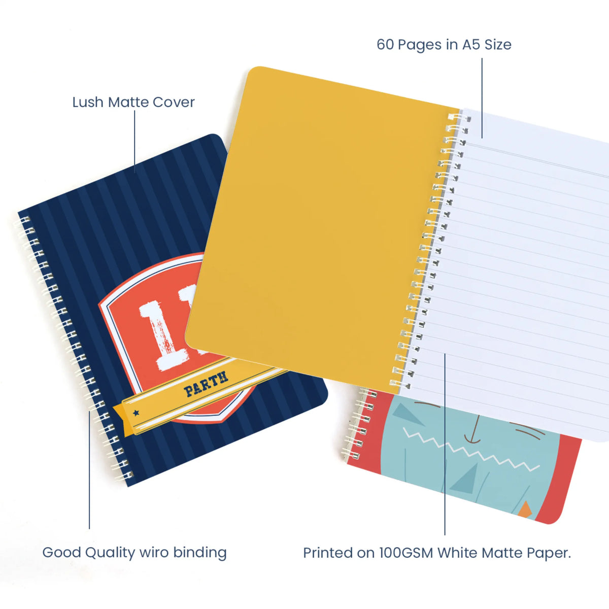 Personalised Jersey Number Spiral Notebook for Kids - image 4