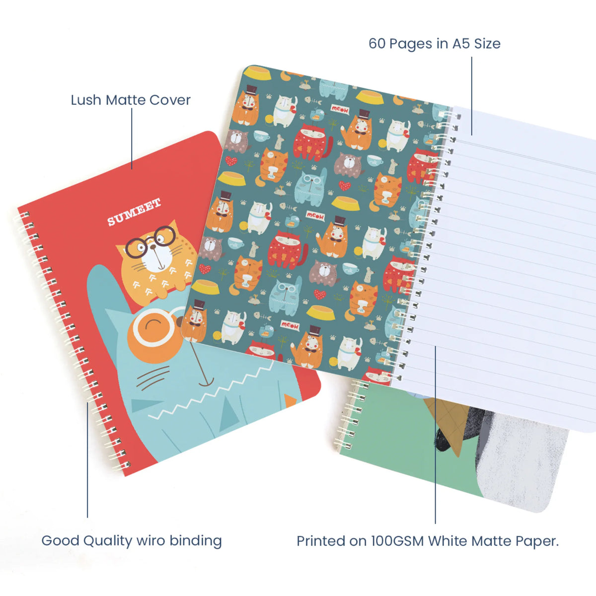 Personalised Kitty Cat Spiral Notebook for Kids - image 4