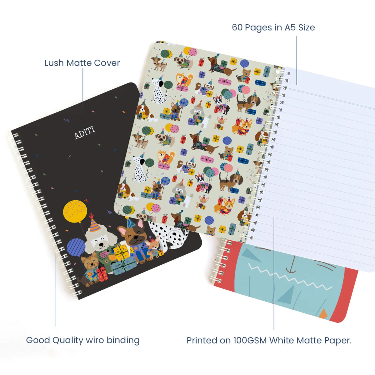 Personalised Paw Party Spiral Notebook for Kids - image 4